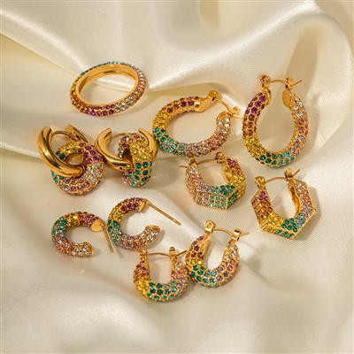 Värvilised tsirkooniumoksiidist roostevabast terasest kõrvarõngad